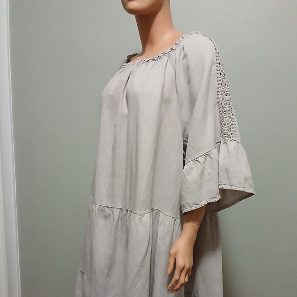Terzo Millennio Linen Tiered Dress Extra Large Size 0X Made in Italy Lace Accent - Picture 5 of 14